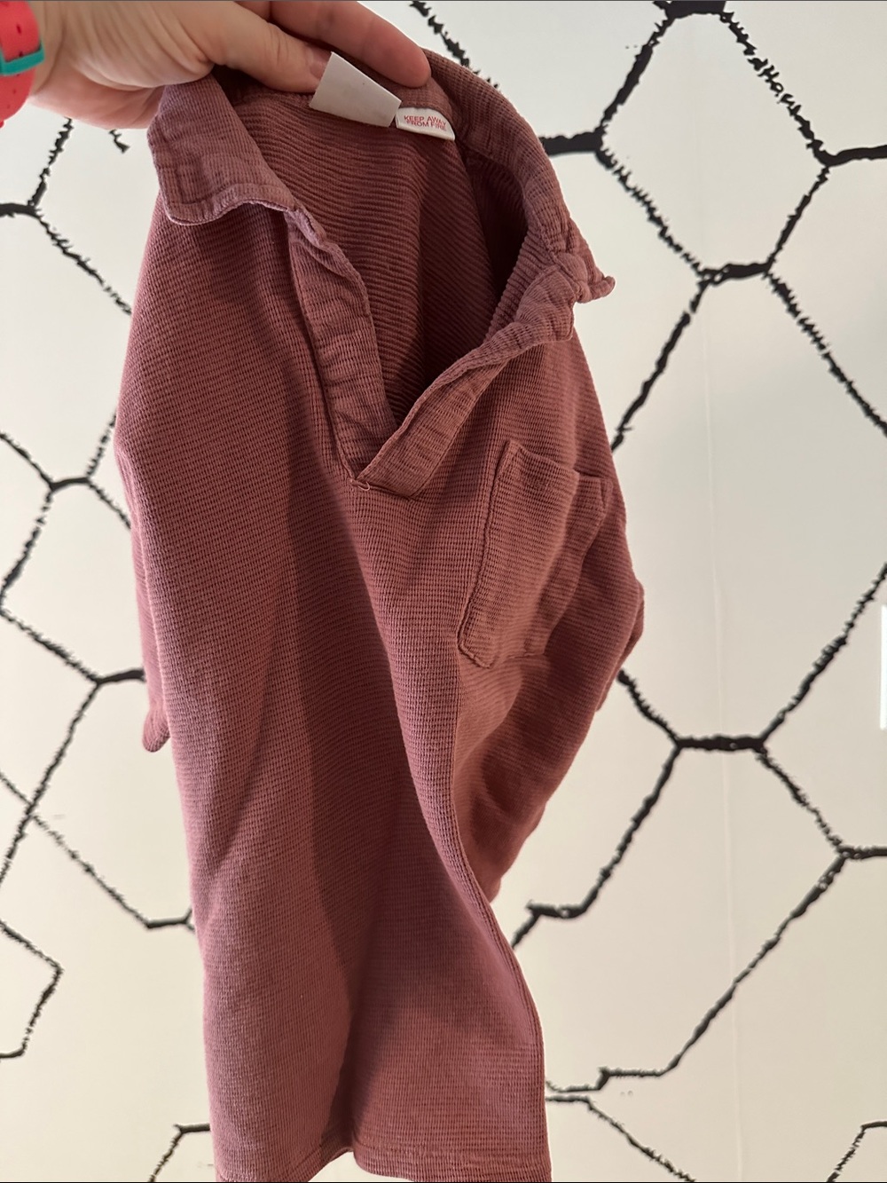 Zara Dusty Rose Waffle Knit Polo Top